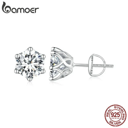 D Color Moissanite Stud Earrings – 925 Sterling Silver