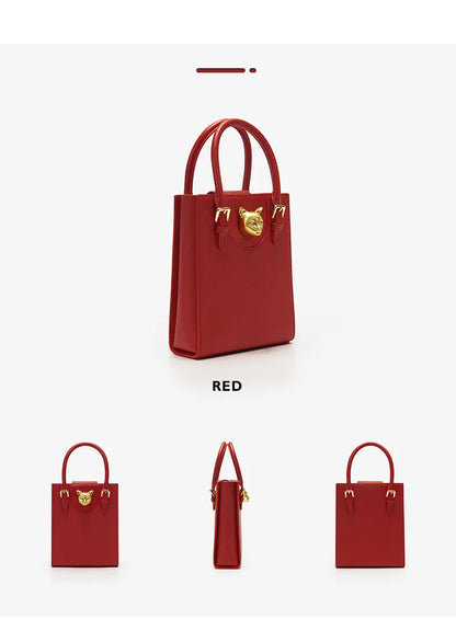 Elegant Genuine Leather Mini Crossbody and Tote Bag