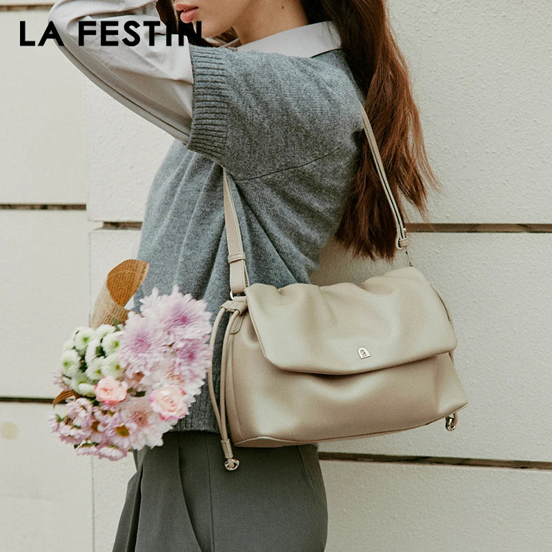 Split Leather Soft Shoulder and Crossbody Bag