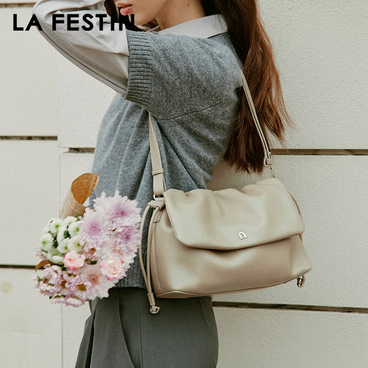 Split Leather Soft Shoulder and Crossbody Bag