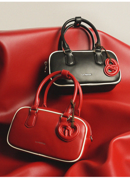 Split Leather Bowling Shoulder and Crossbody Tote