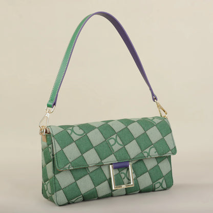 Bright Crossbody Bag – Elegant PU Satchel with Embroidery and Rivet Detail