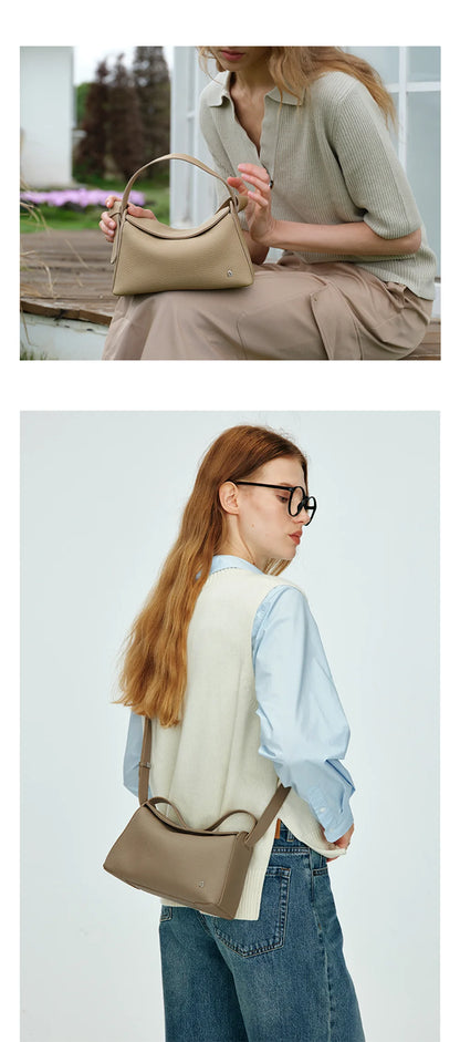 Soft Genuine Leather Mini Tote Crossbody