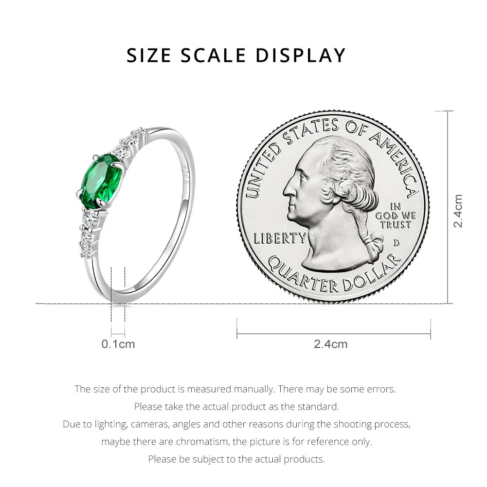 Green Zircon Ring – 925 Sterling Silver with Prong Setting