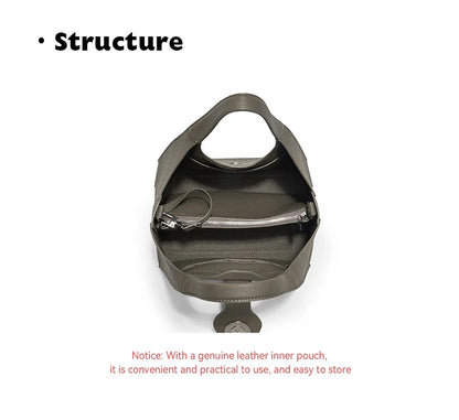 Genuine Leather Tote Bag – Soft Casual Style with Open Pocket