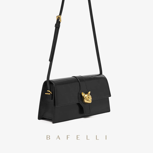 Genuine Leather Shoulder Bag – Retro Denim Look
