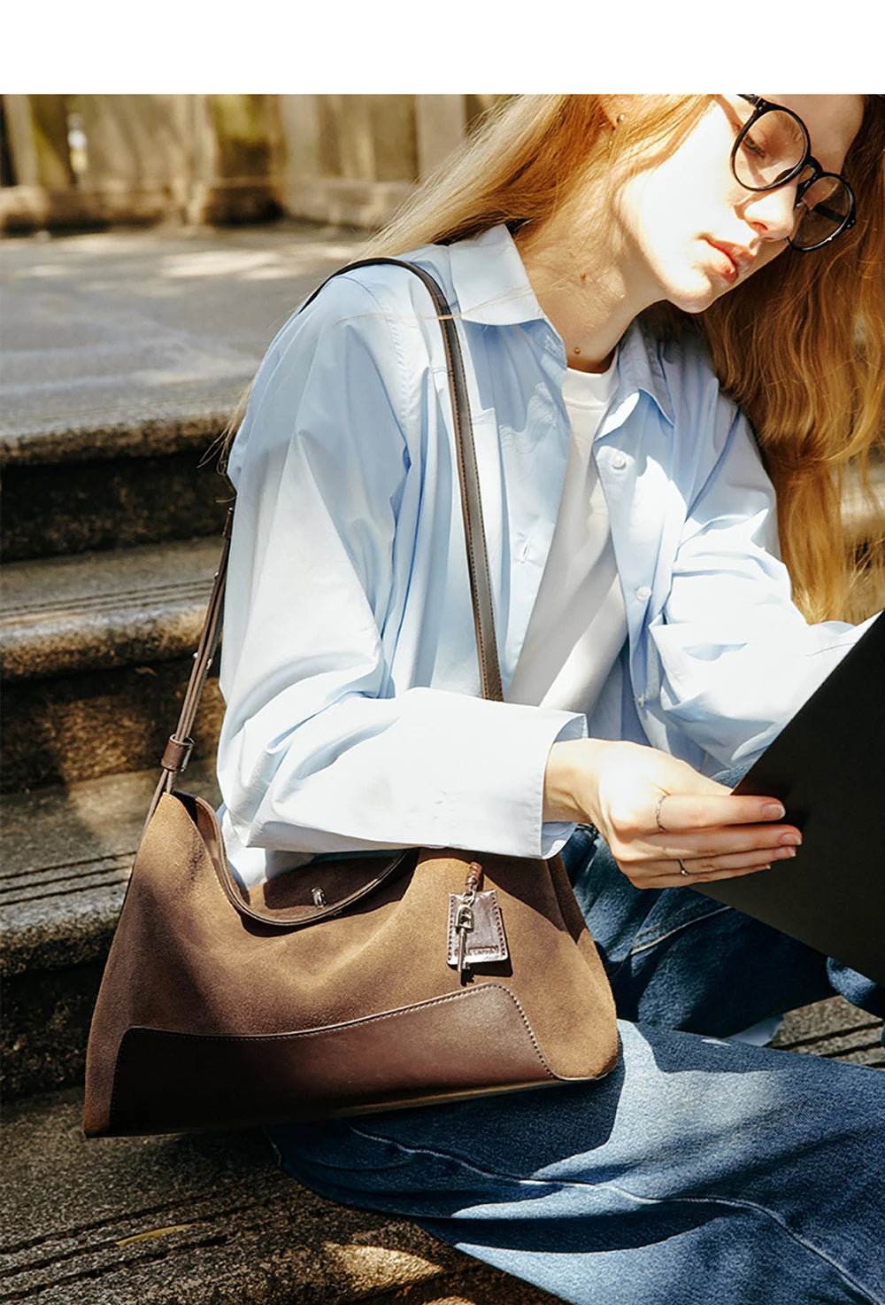 Split Leather Shoulder and Handbag Tote