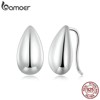 Glossy Waterdrop Stud Earrings – 925 Sterling Silver