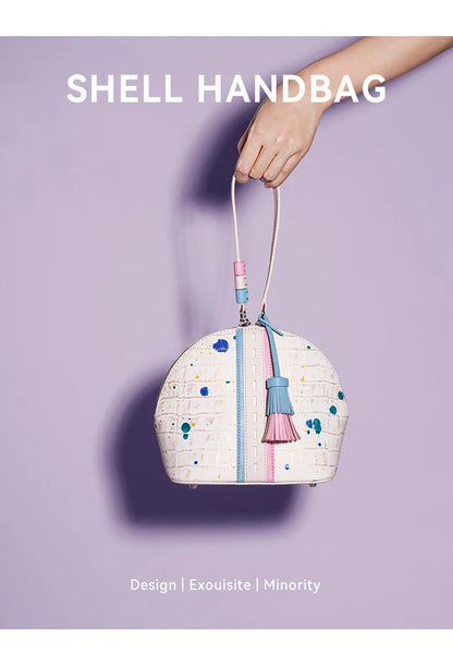 Genuine Leather Clutch – Floral Patchwork with Zipper