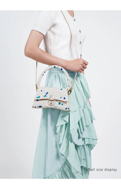 Genuine Leather Half Moon Shoulder Bag – Floral Lock Design