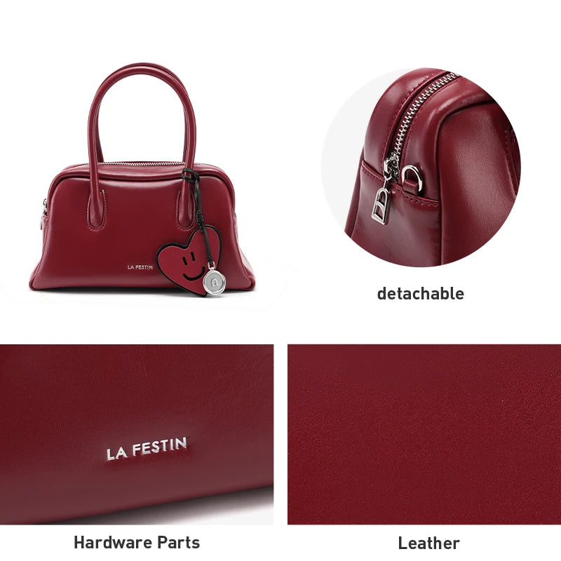 Soft Split Leather Small Tote Shoulder Bag