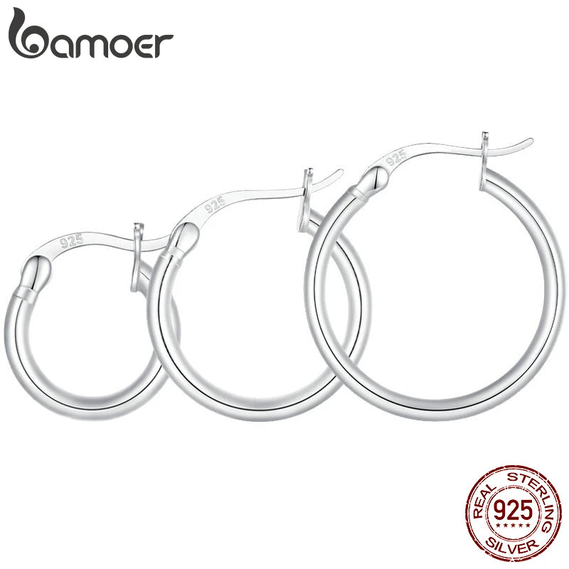 Hoop Earrings – 925 Sterling Silver, White Gold Plated