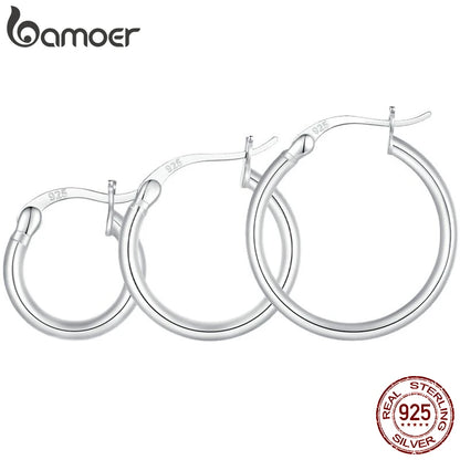 Hoop Earrings – 925 Sterling Silver, White Gold Plated