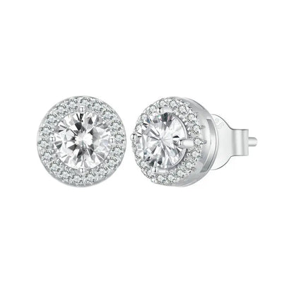 Classic Zircon Stud Earrings – 925 Sterling Silver Round Design