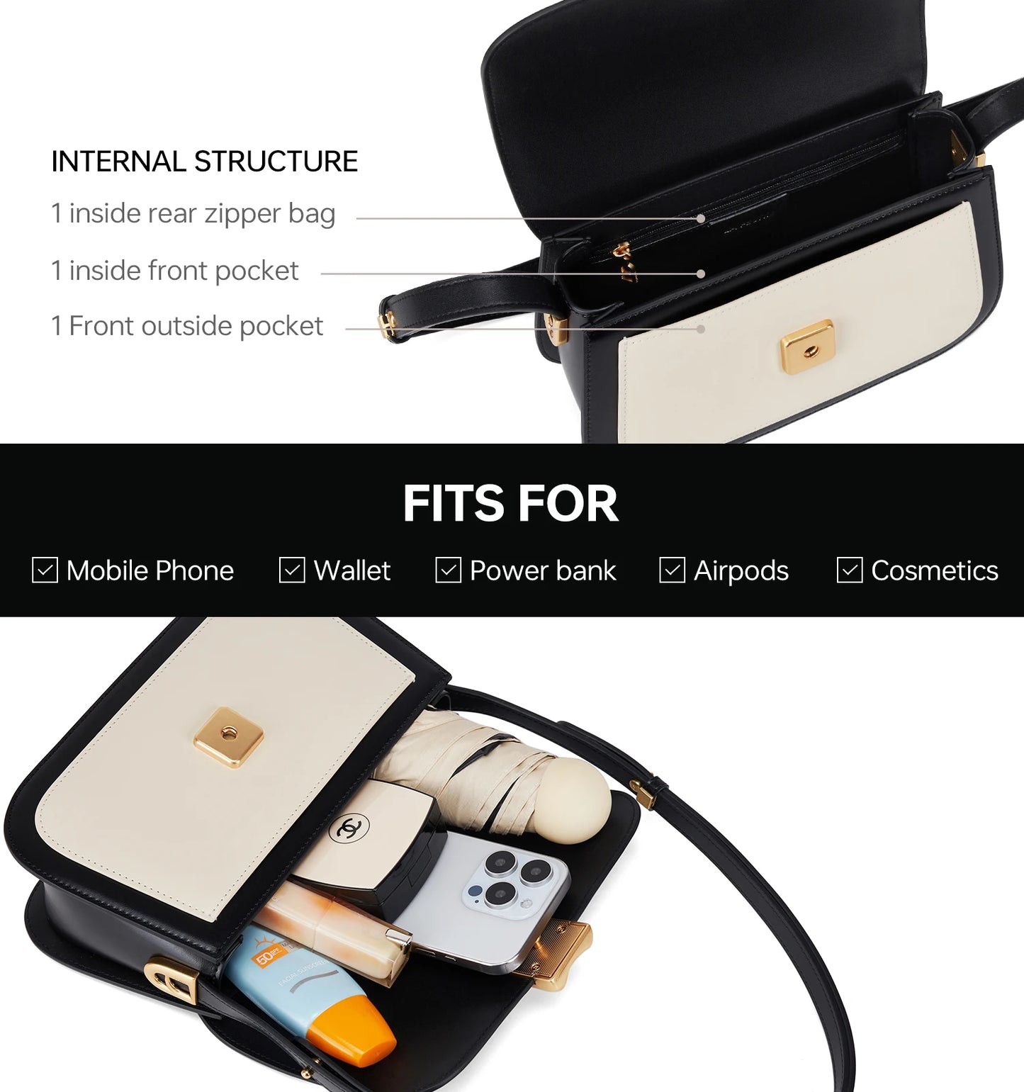 Split Leather Square Shoulder and Crossbody Bag