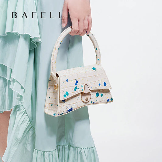 Genuine Leather Half Moon Shoulder Bag – Floral Lock Design