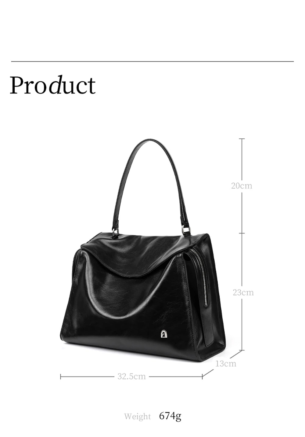 Genuine Leather Structured Tote Bag