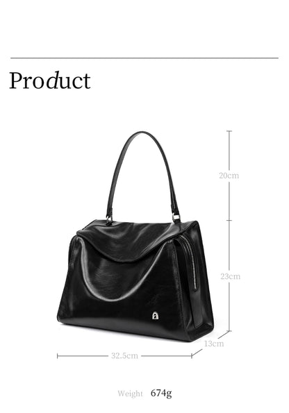 Genuine Leather Structured Tote Bag