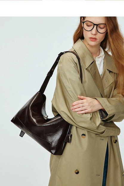 Split Leather Shoulder and Crossbody Tote Bag