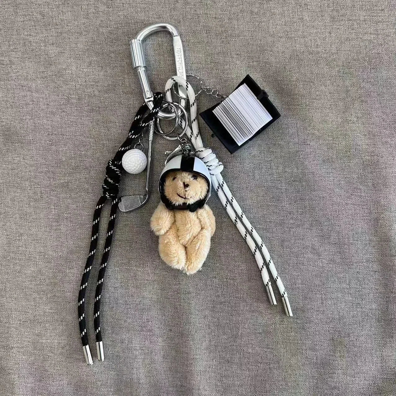 French Goatskin Leather Bag Charm Keychain