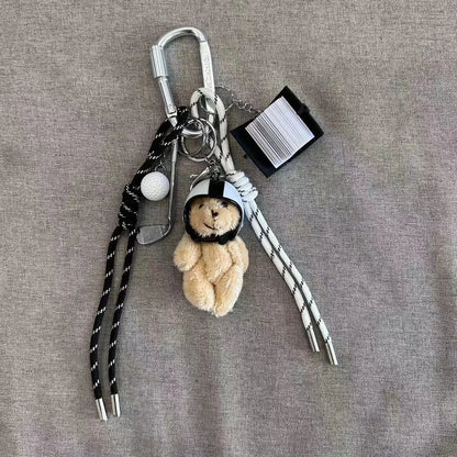 French Goatskin Leather Bag Charm Keychain