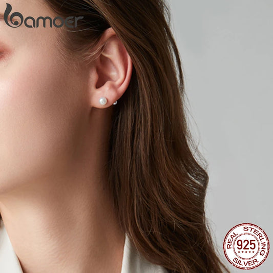 925 Sterling Silver Mini Ball Stud Earrings with Screw Back