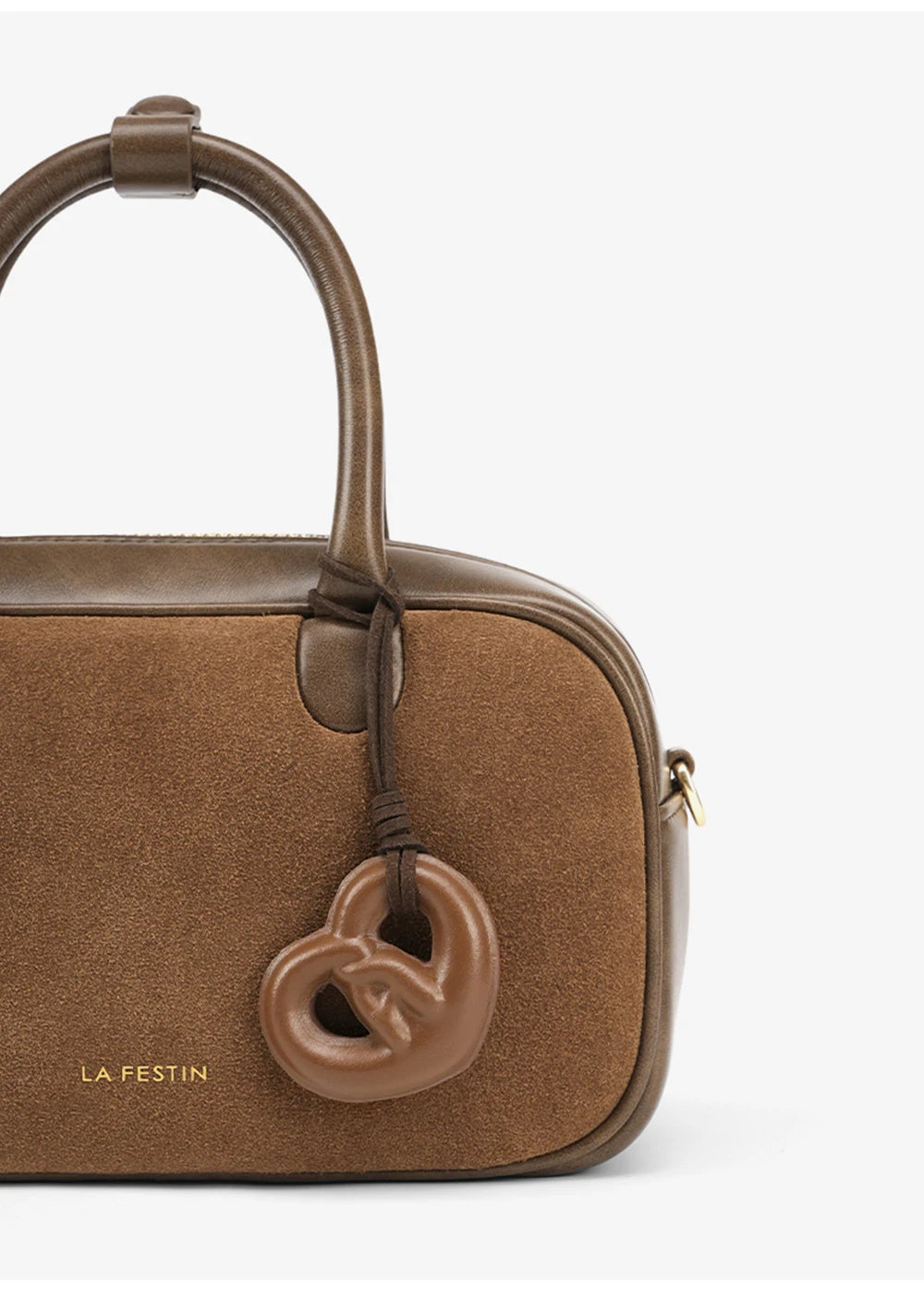 Genuine Leather Bowling Crossbody Bag