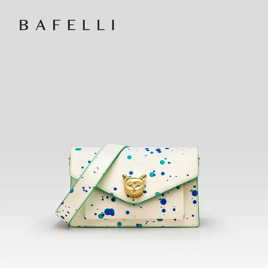 Genuine Leather Floral Flap Bag with Hasp Closure