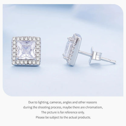 Classic Zircon Stud Earrings – 925 Sterling Silver Round Design