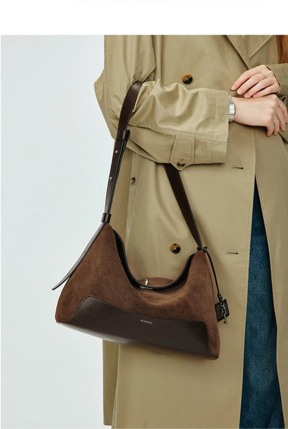 Split Leather Shoulder and Handbag Tote