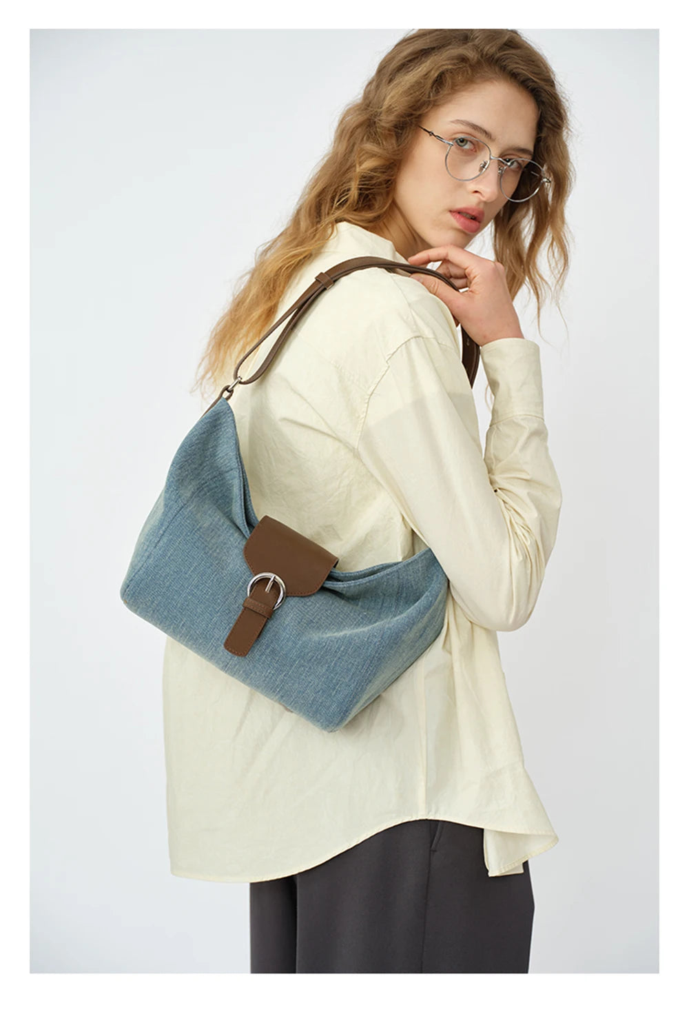 Split Leather Soft Tote Shoulder Crossbody Bag
