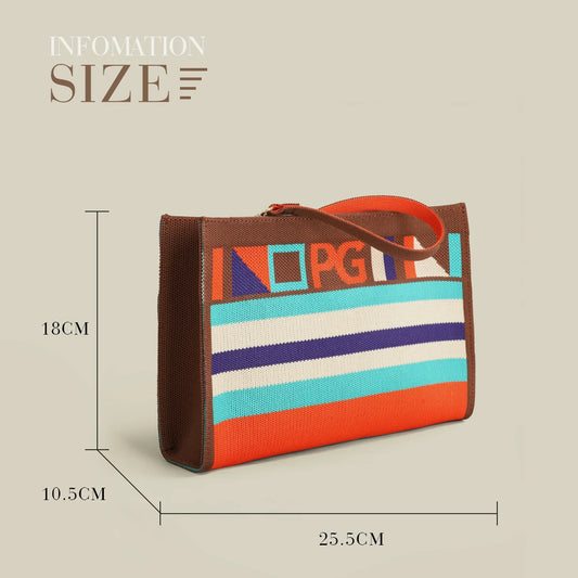 Striped Mesh Clutch Bag