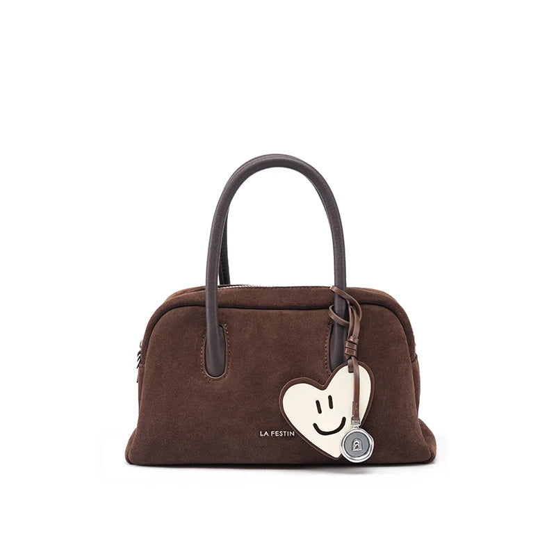 Soft Split Leather Small Tote Shoulder Bag