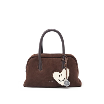 Soft Split Leather Small Tote Shoulder Bag