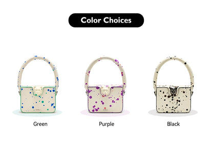 Boxy Genuine Leather Flap Bag – Dot Pattern Cat Design