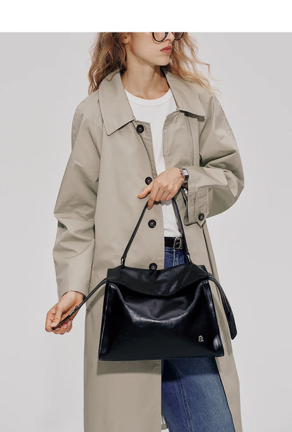 Genuine Leather Structured Tote Bag