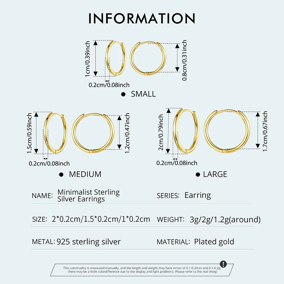 Minimalist Hoop Earrings – 925 Sterling Silver for Multiple Piercings