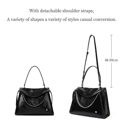 Genuine Leather Structured Tote Bag