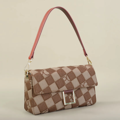 Bright Crossbody Bag – Elegant PU Satchel with Embroidery and Rivet Detail