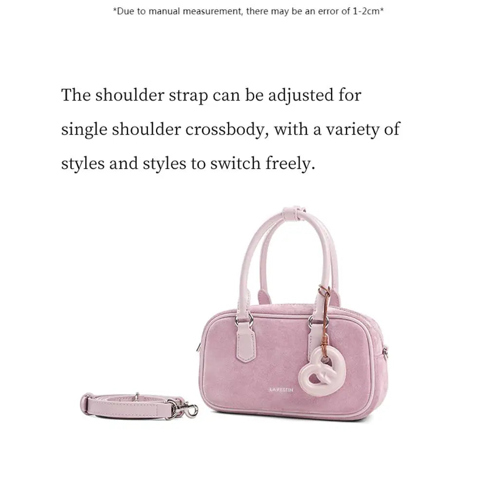 Split Leather Bowling Shoulder and Crossbody Tote