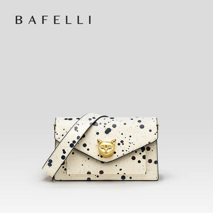 Genuine Leather Floral Flap Bag with Hasp Closure