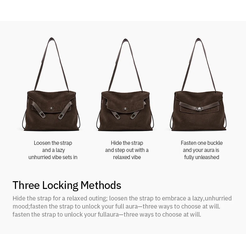 Split Leather Shoulder and Crossbody Tote