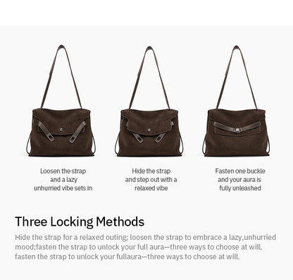 Split Leather Shoulder and Crossbody Tote