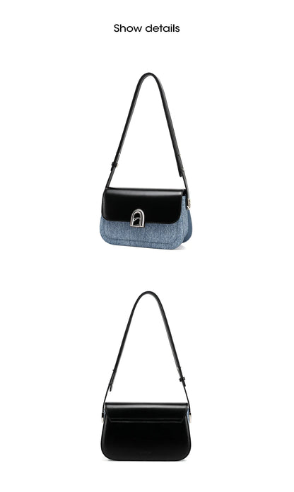 Split Leather Square Shoulder and Crossbody Bag