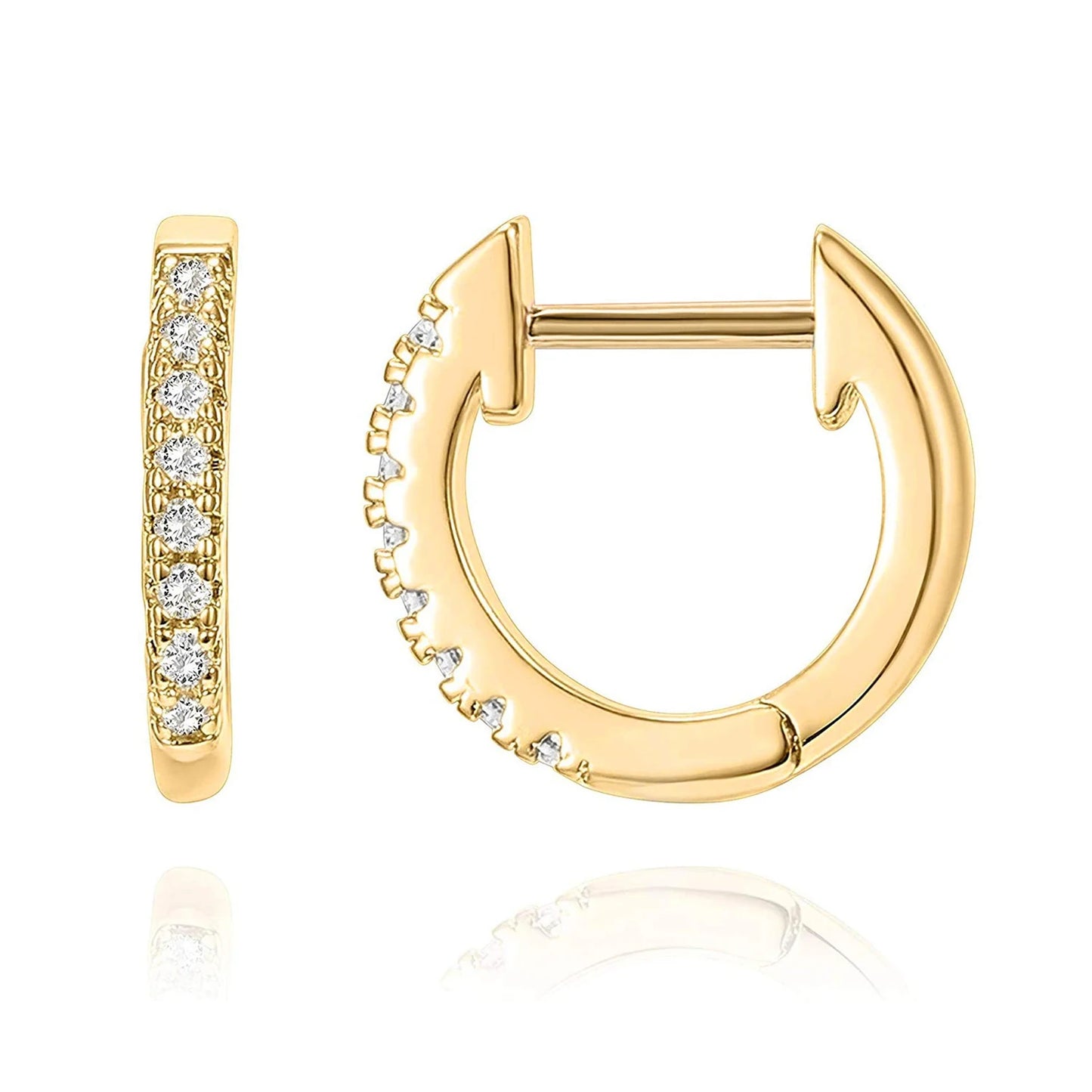 Zircon Huggie Hoop Earrings – 925 Sterling Silver