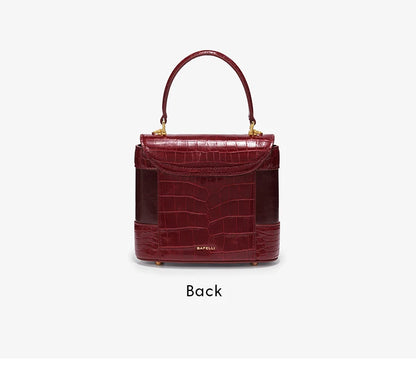 Genuine Leather Flap Shoulder Bag – Animal Texture with Lock