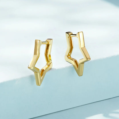 Star Hoop Earrings – Sterling Silver with Oxidized Finish