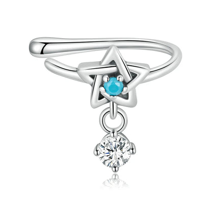 Sterling Silver Mono-earring with Zircon – Clip-On Geometric Style