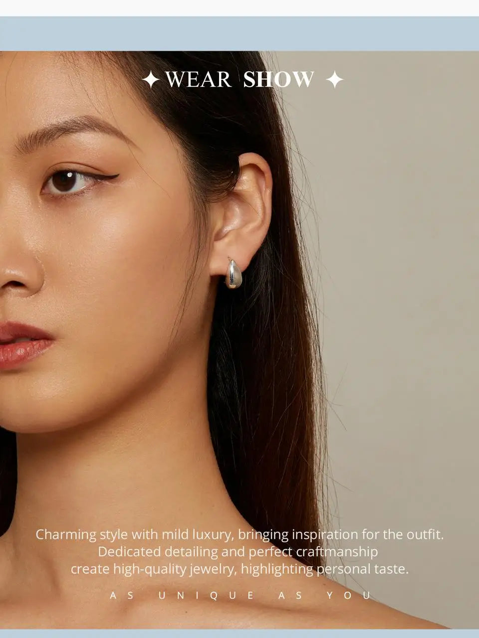 Glossy Waterdrop Stud Earrings – 925 Sterling Silver