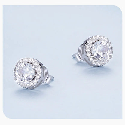 Classic Zircon Stud Earrings – 925 Sterling Silver Round Design